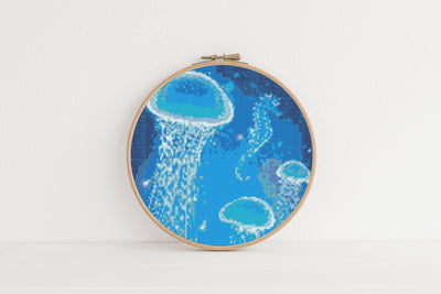 Jellyfish Cross Stitch, PDF X Stitch, Instant Download Pattern, Modern X Stitch, Cross Stitch Gift, Counted Cross Stitch, Easy Cross Stitch