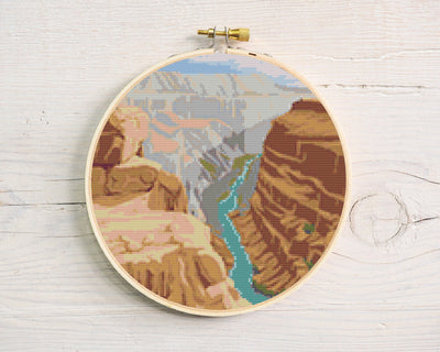 Grand Canyon Cross Stitch, Instant Download PDF Pattern, Counted Cross Stitch, Cross Stitch Chart, Embroidery Pattern, Nature Cross Stitch