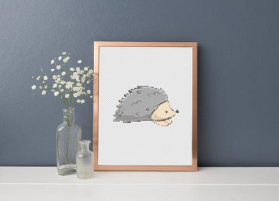 Hedgehog Cross Stitch Pattern, Instant Download PDF Pattern, Kid Room Decor, Modern Counted X Stitch Chart, Baby Shower Gift, Animal Pattern