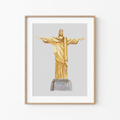 Rio Jesus Cross Stitch Pattern, Instant Download PDF, Travel Art, Cross Stitch Art, Boho Gift Idea, Aesthetic Room Decor, Snarky Pattern