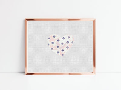 Dot Heart Cross Stitch, Instant Download Pattern PDF, Modern Stitch Chart, Aesthetic Room Decor, Nursery Wall Design, Tiny Cross Stitch Art