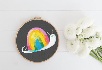 Snail Cross Stitch Pattern, Instant Download PDF, Nursery Decor, Modern Chart Tutorial, Kids Pattern, Cross Stitch Art, Embroidery Gift