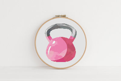 Kettleball Cross Stitch Pattern, Instant Download PDF, Easy Stitch Pattern, Modern Stitch Chart, Boho Cross Stitch Art, Wall Art Decor