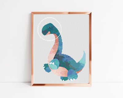 Space Brontosaurus Cross Stitch Pattern, Instant Download PDF, Counted Cross Stitch, Cross Stitch Art, Embroidery Hoop, Nursery Room Decor