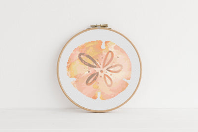 Sand Dollar Cross Stitch Pattern, Instant Download PDF, Counted Cross Stitch, Boho Cross Stitch Art, Embroidery Pattern, Nursery Wall Decor